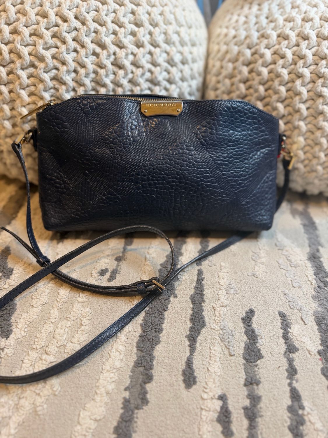 Burberry Embossed Chichester Crossbody Navy