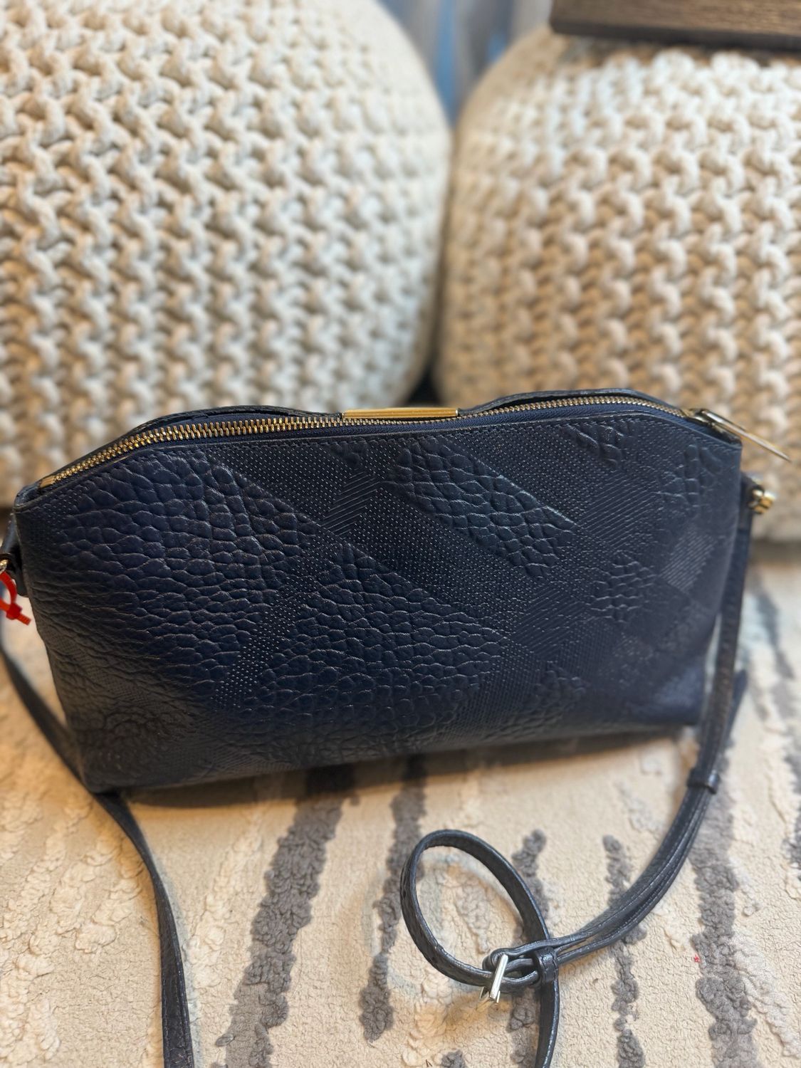 Burberry Embossed Chichester Crossbody Navy