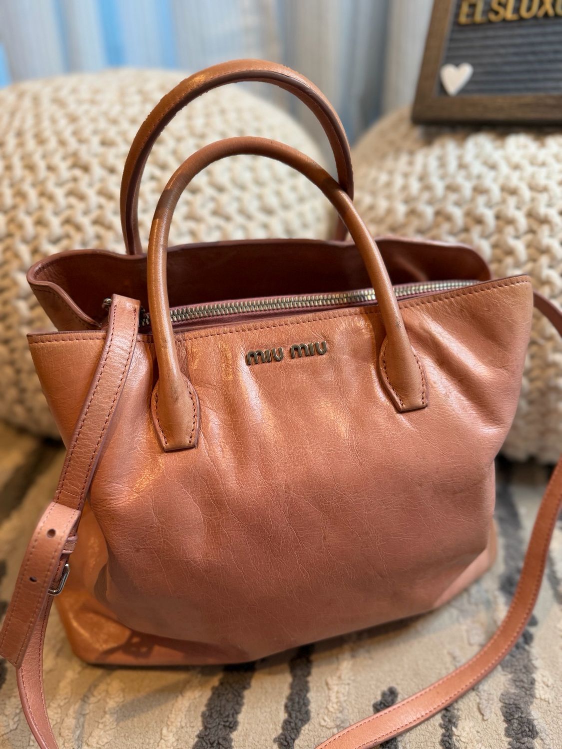 Miu Miu Calfkin Shine Crossbody Messenger