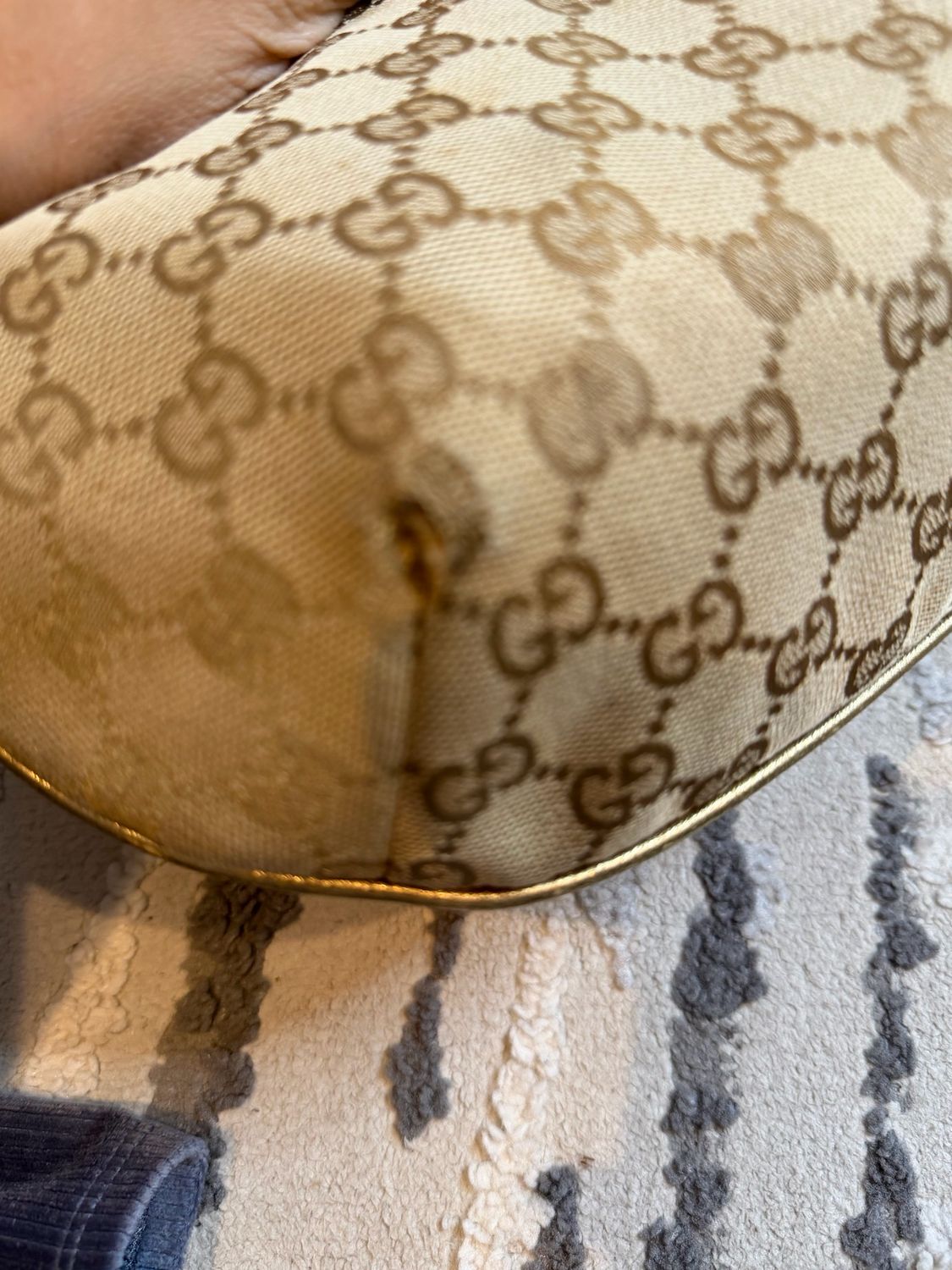 Gucci Monogram Canvas Web Strap Sling Half Moon Crossbody