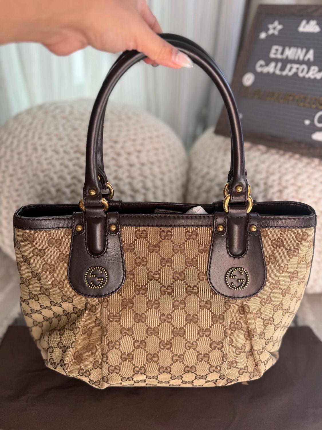 Gucci Monogram Canvas Scarlett Tote Shoulder 