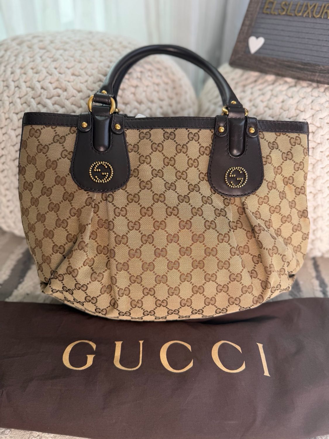 Gucci Monogram Canvas Scarlett Tote Shoulder 