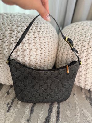 Gucci Monogram Denim Black Slim Pochette Hobo