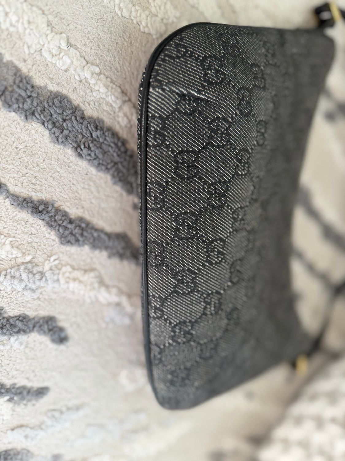 Gucci Monogram Denim Black Slim Pochette Hobo