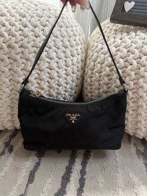 Prada Nylon Tessuto Pochette Hobo Shoulder Black