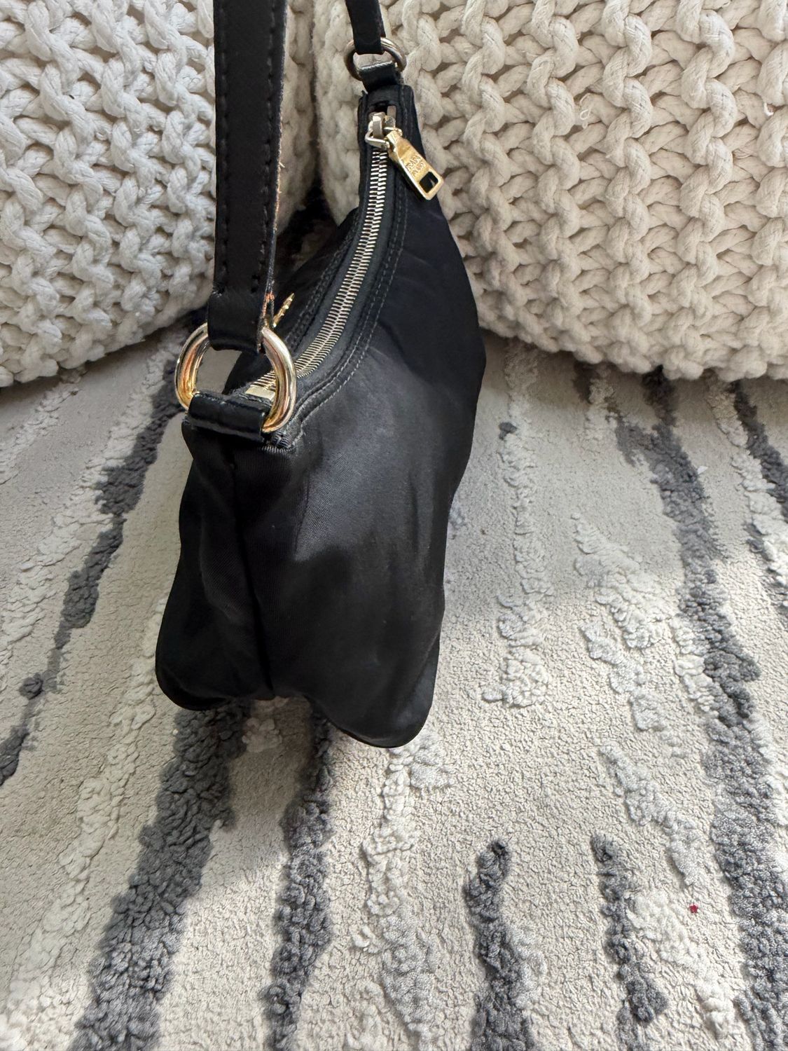 Prada Nylon Tessuto Pochette Hobo Shoulder Black