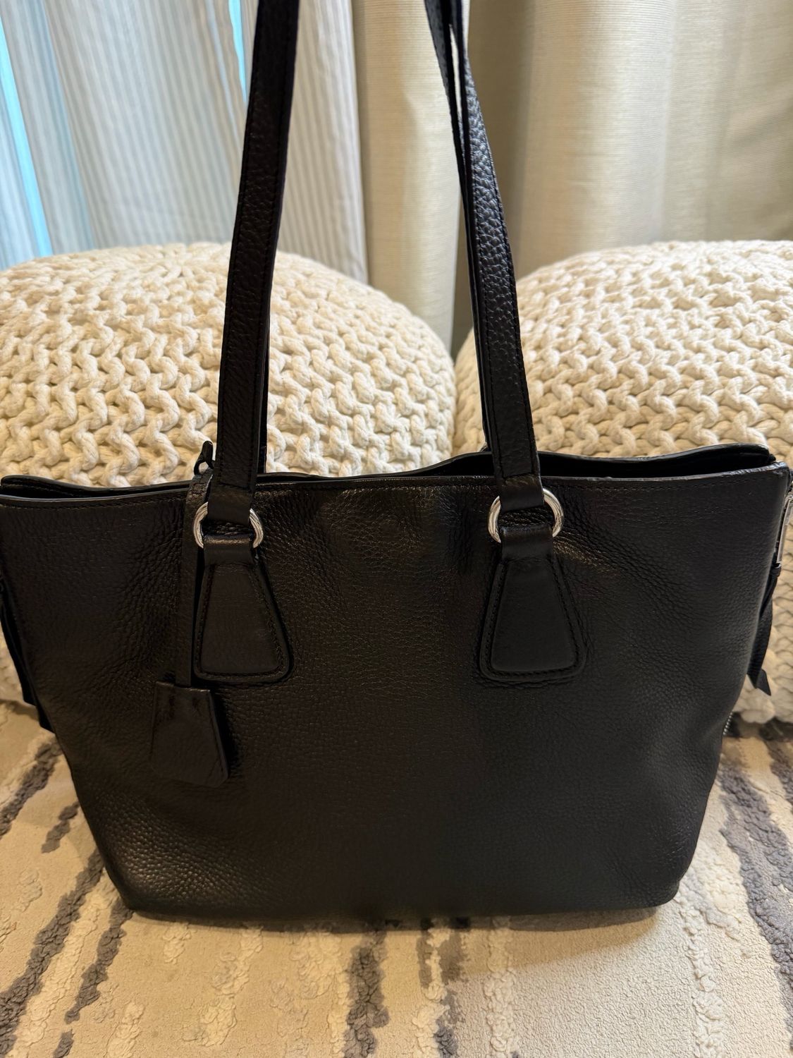 Prada Vitello Phenix Shopper Tote Side Zippers