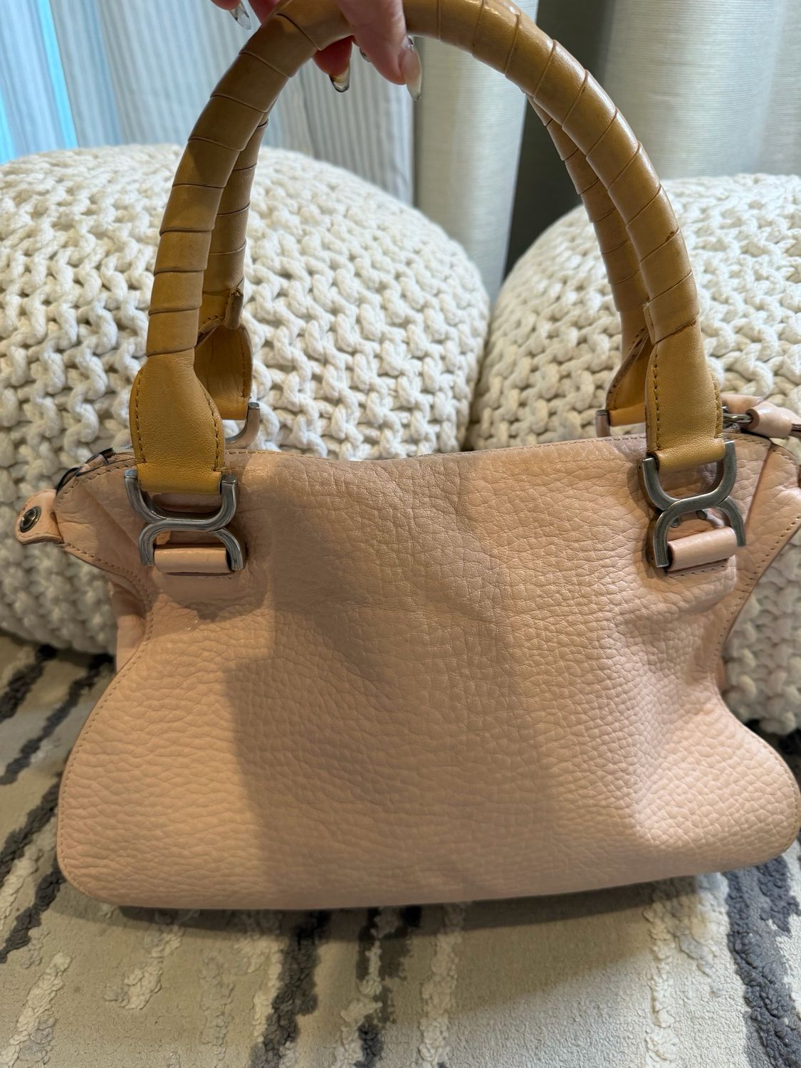 Chloe Marcie Two Tone Saddle Pebbled Leather Medium Crossbody