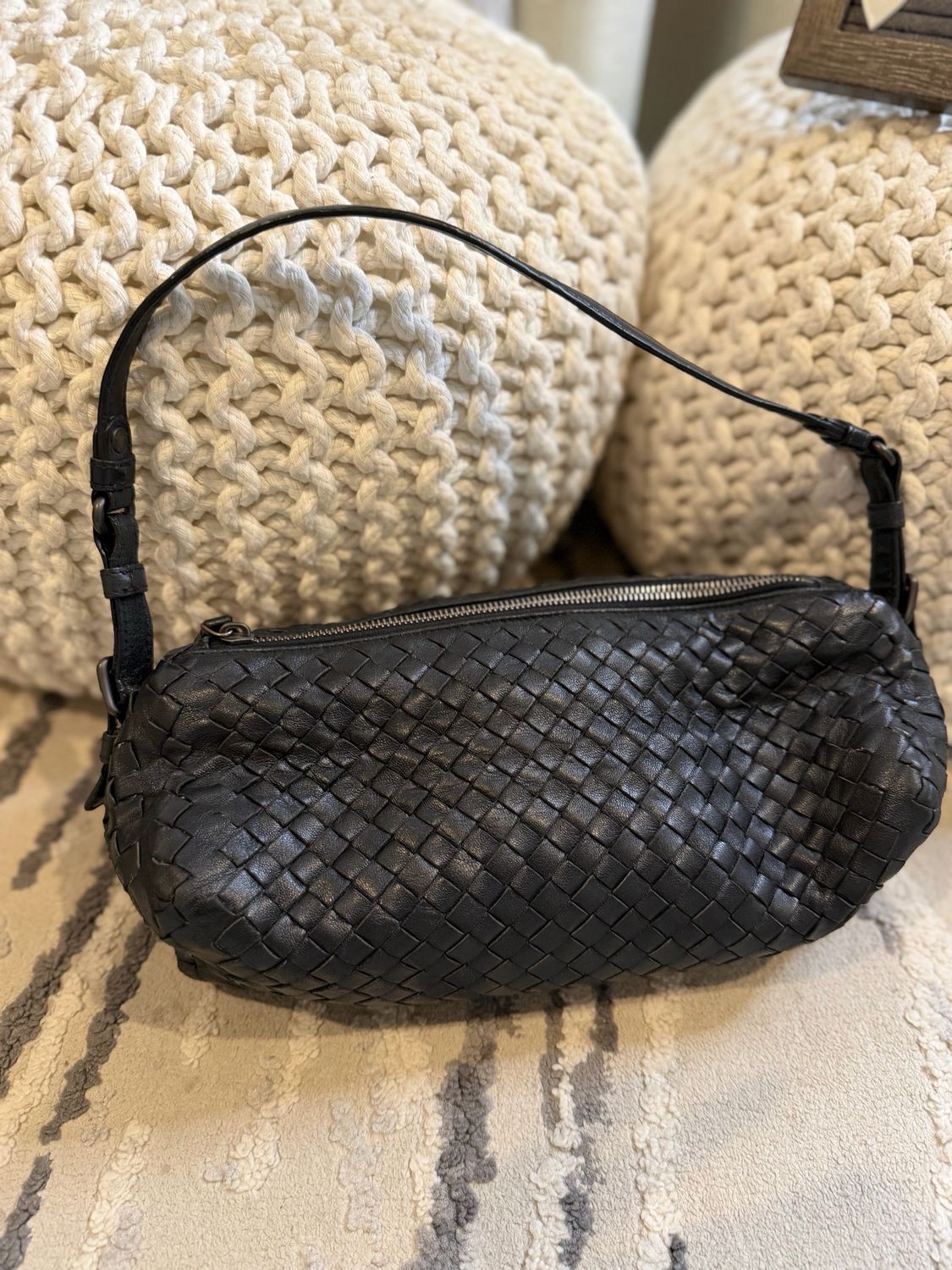 Bottega Venetta Intrecciato Hobo Shoulder Black 