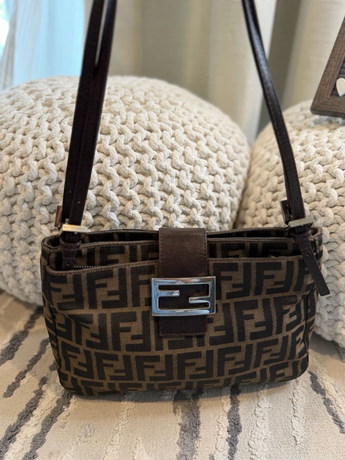 Fendi Zucca Tote Vintage Flap Shoulder