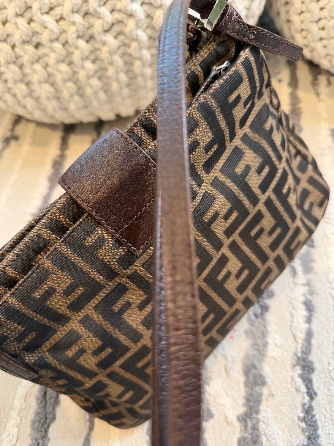 Fendi Zucca Tote Vintage Flap Shoulder