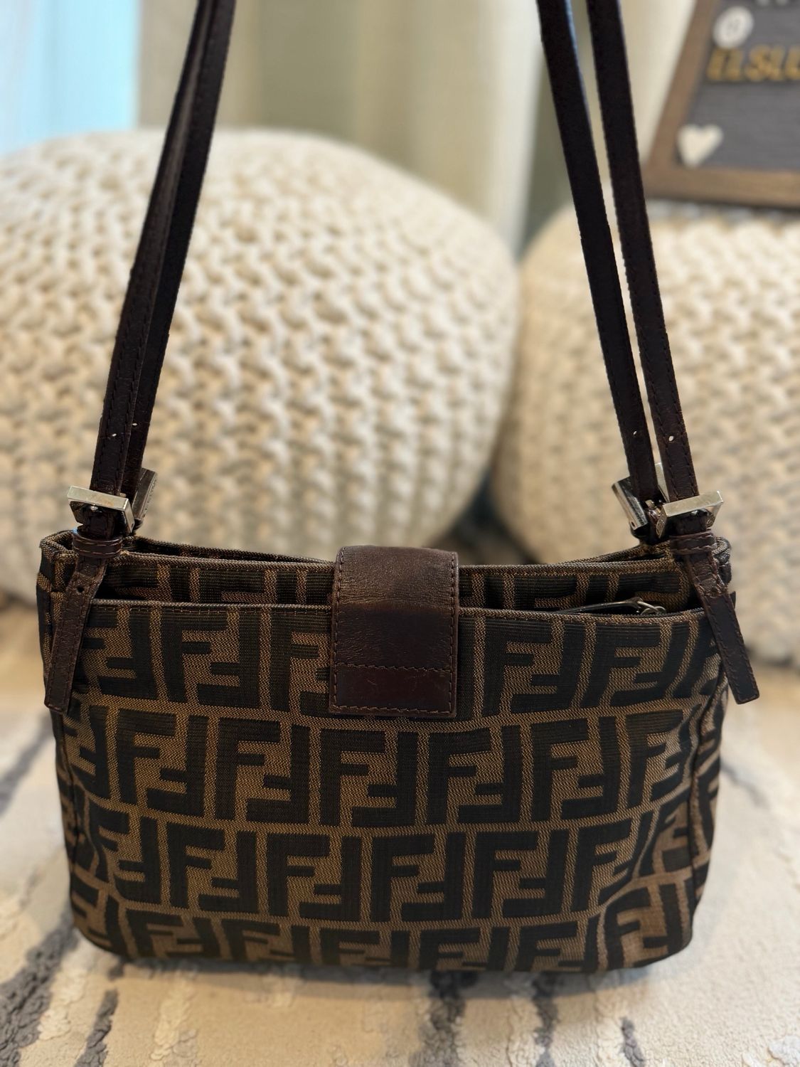Fendi Zucca Tote Vintage Flap Shoulder