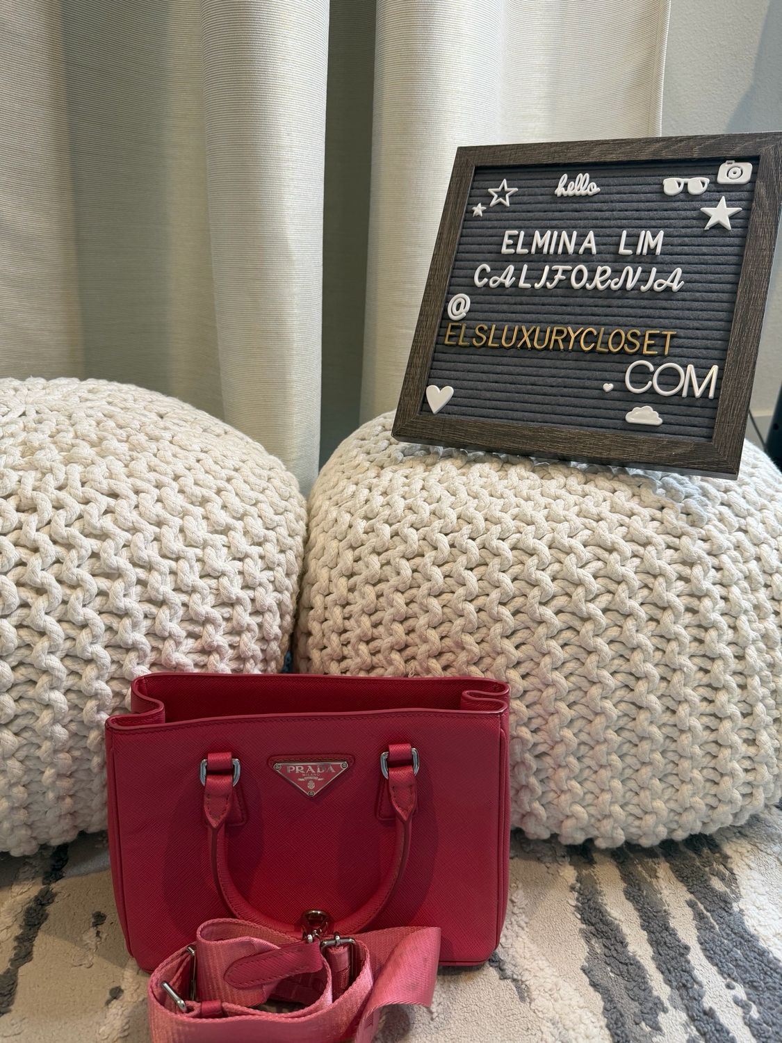 Prada Saffiano Mini Galleria Crossbody Pink Guitar Strap