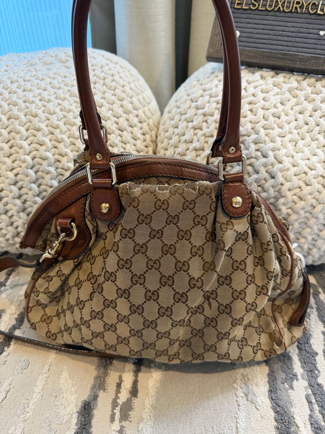 Gucci Sukey Canvas Crossbody Top Handle 