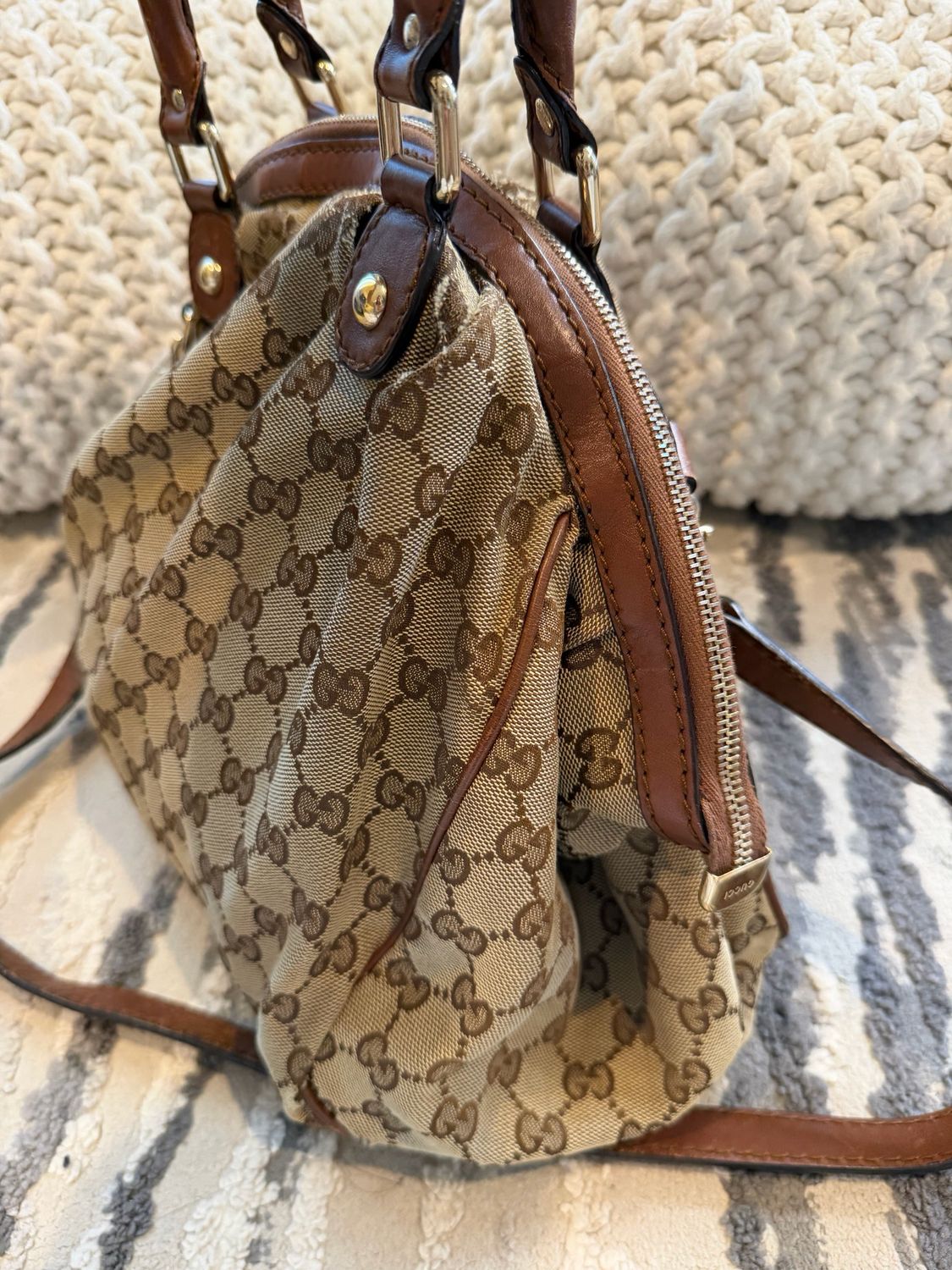 Gucci Sukey Canvas Crossbody Top Handle 
