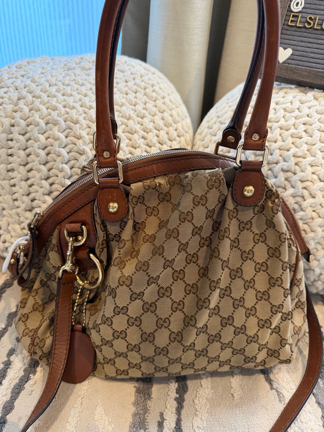 Gucci Sukey Canvas Crossbody Top Handle 