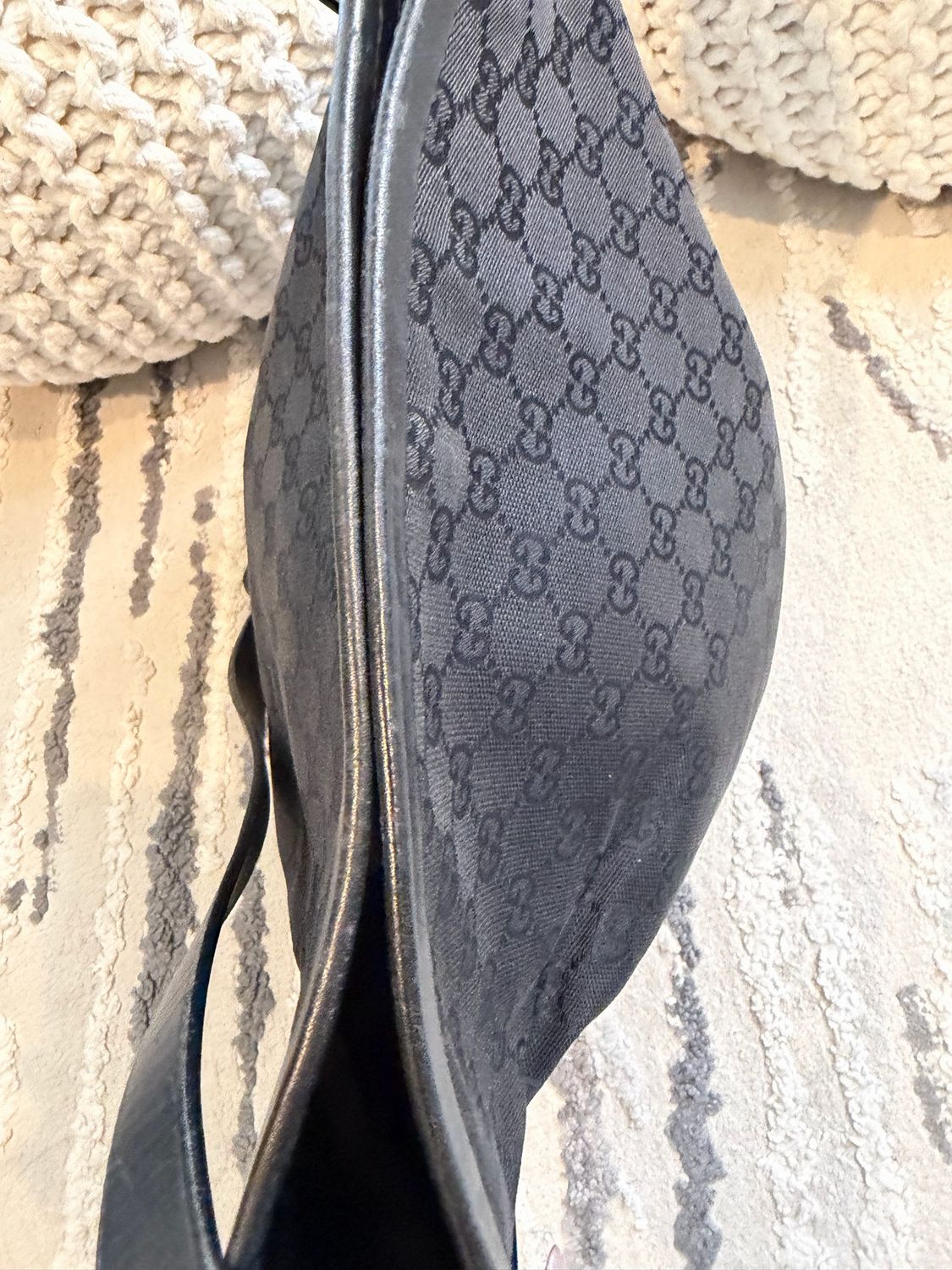 Gucci Monogram Denim Canvas Bucket Sling Black 