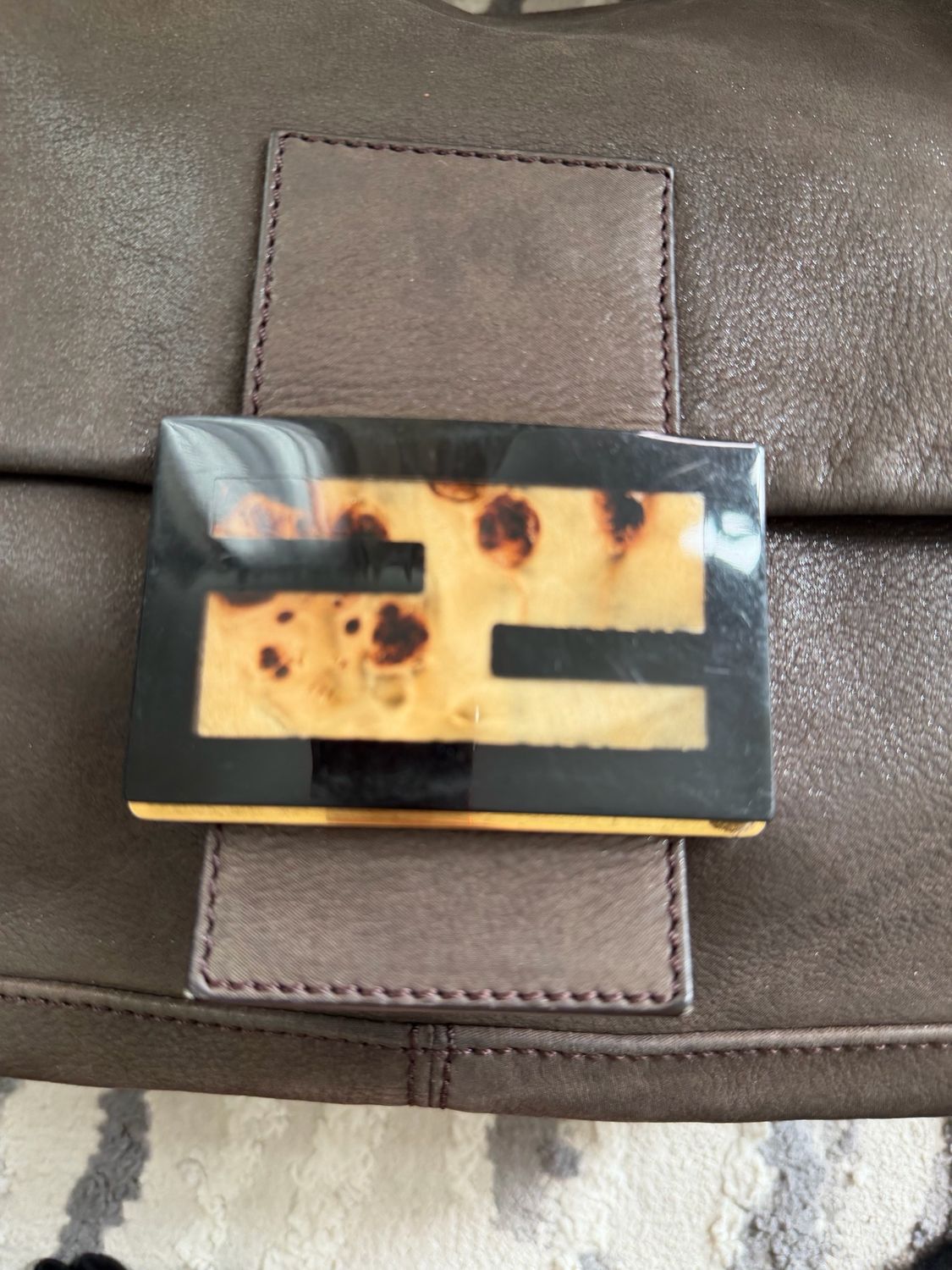 Fendi Mama Leather Nubuck Hobo Shoulder Bag