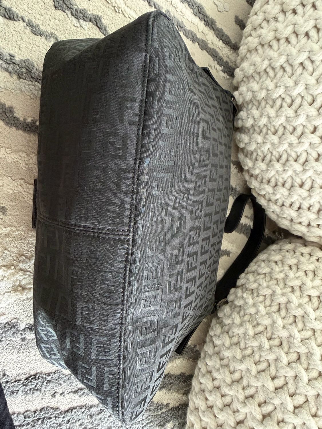 Fendi Zucca Mama Canvas Hobo Shoulder Black