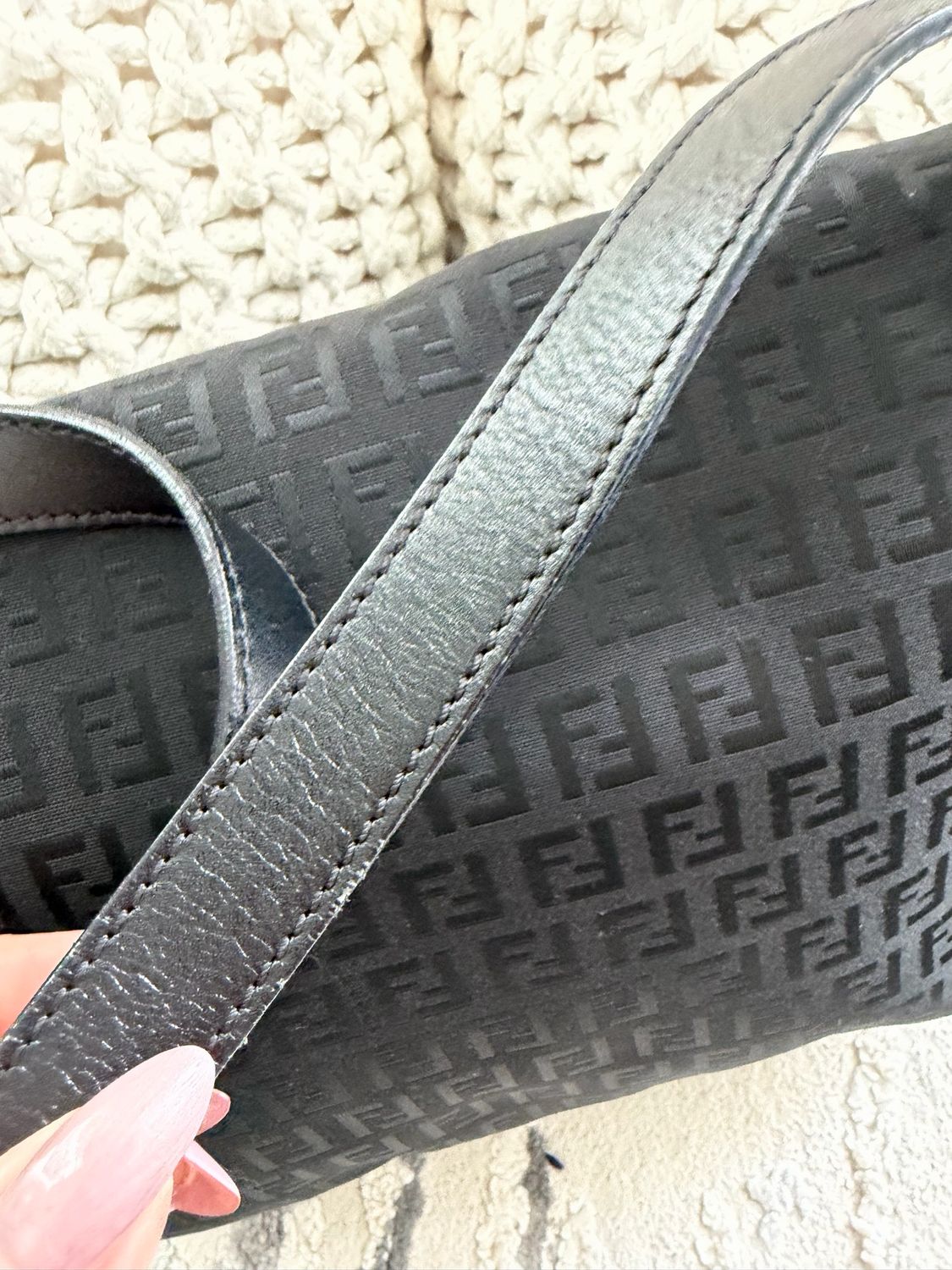 Fendi Zucca Mama Canvas Hobo Shoulder Black