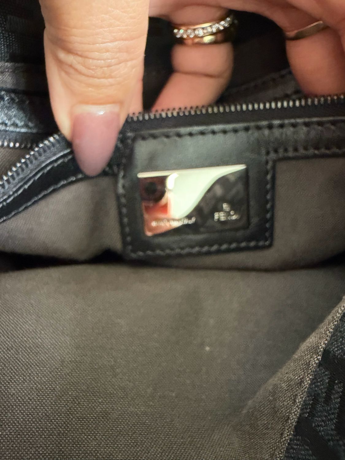 Fendi Zucca Mama Canvas Hobo Shoulder Black