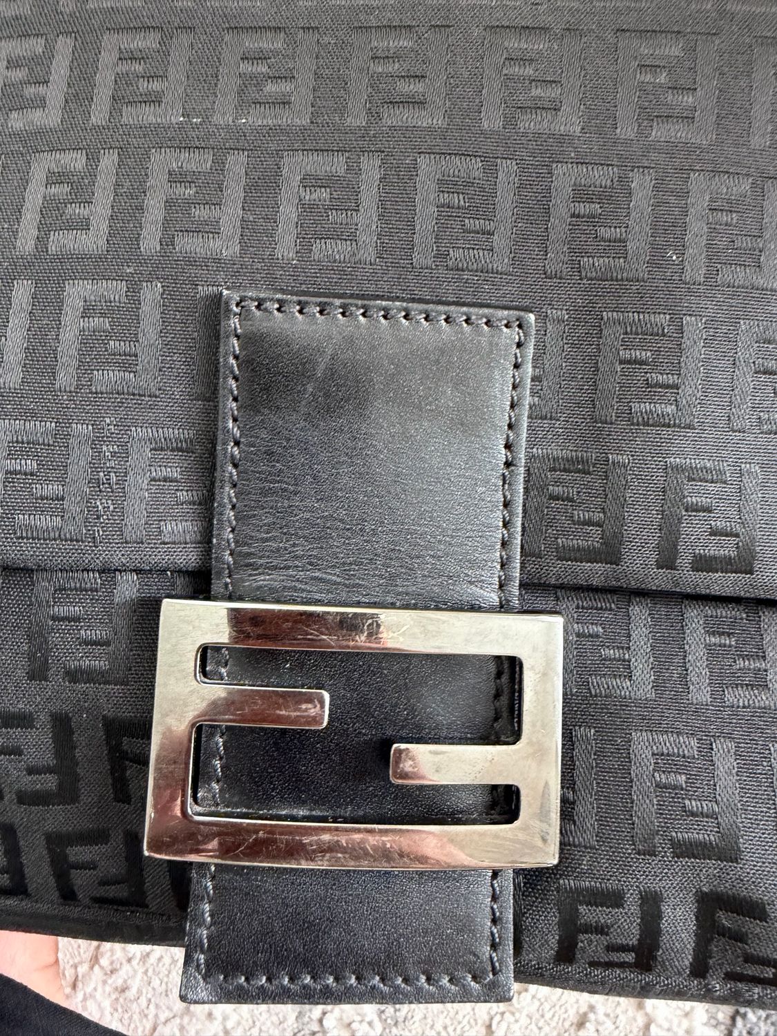 Fendi Zucca Mama Canvas Hobo Shoulder Black