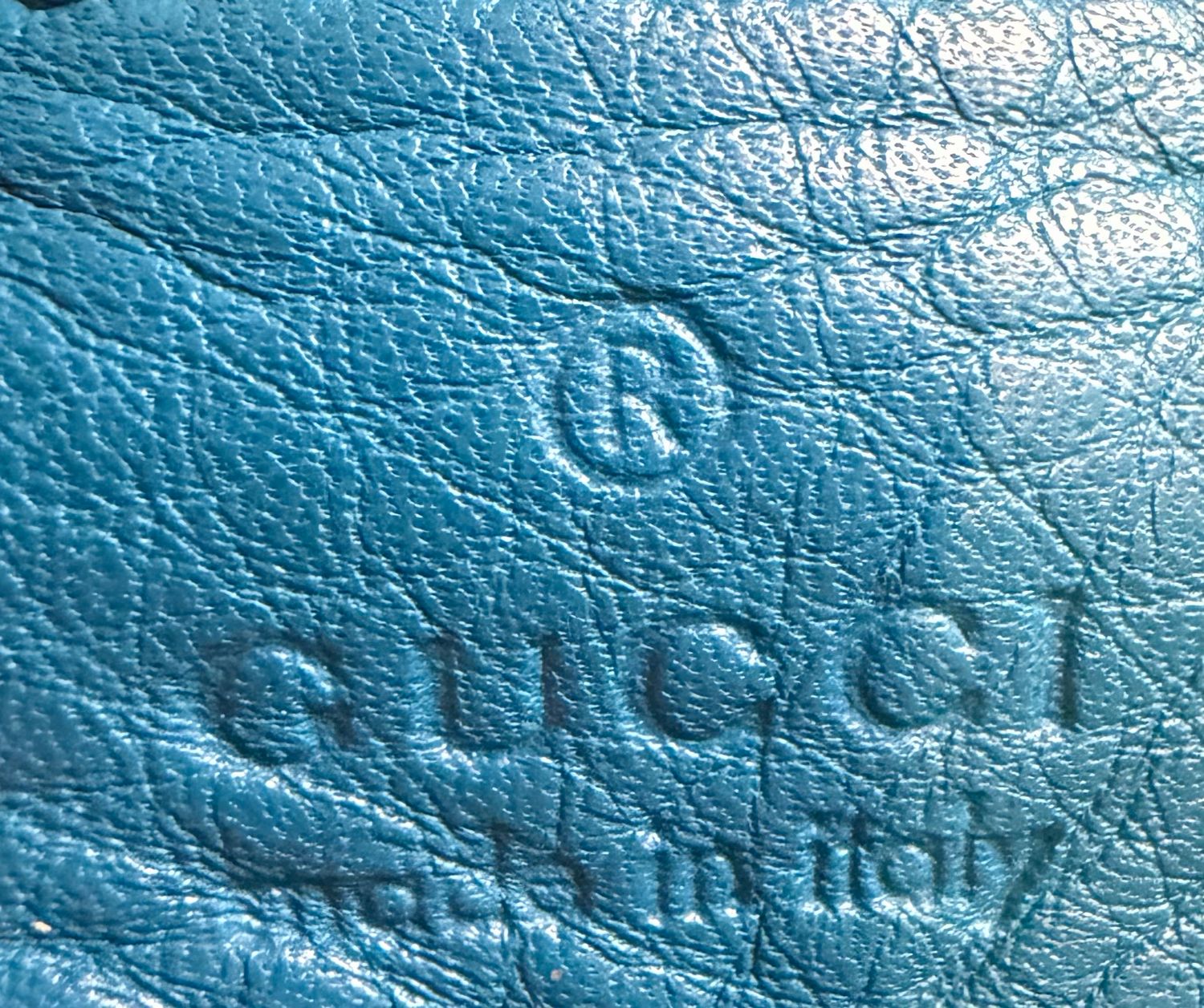 Gucci Pebbled Leather Soho Medium Shoulder Tote Teal