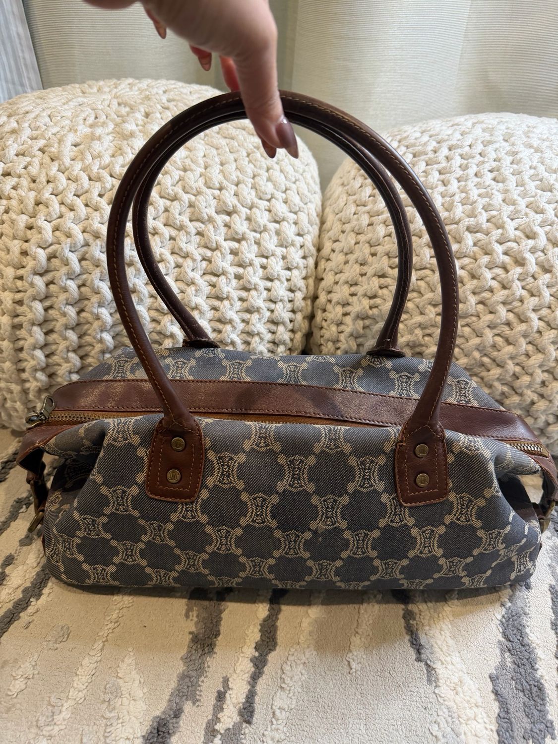 Celine Denim Macadam Bowler Tote Shoulder Bag