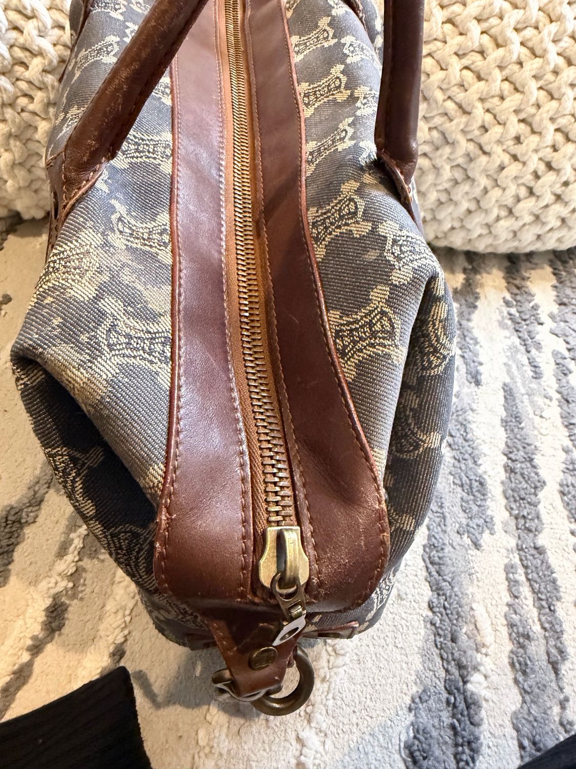 Celine Denim Macadam Bowler Tote Shoulder Bag