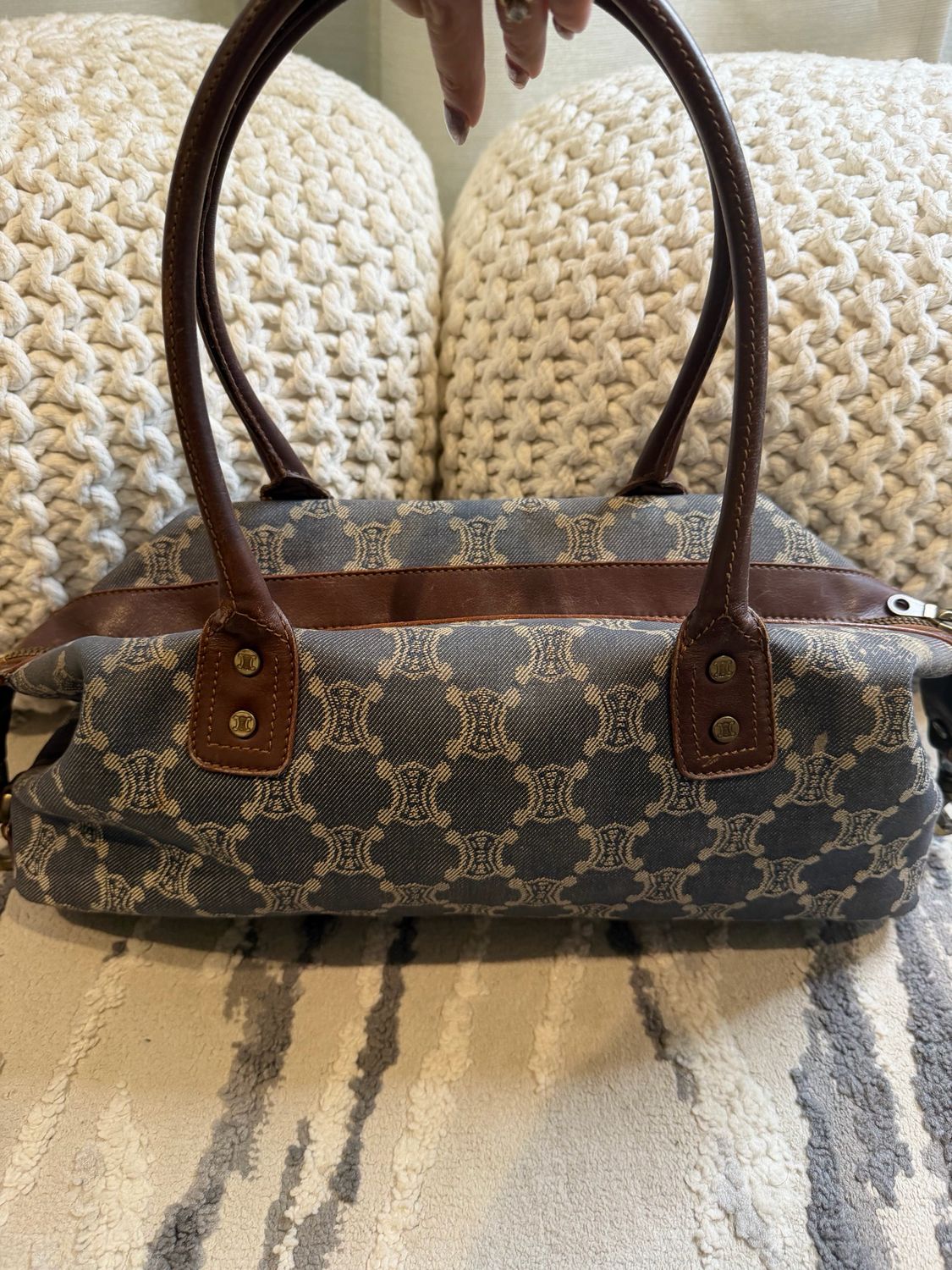 Celine Denim Macadam Bowler Tote Shoulder Bag