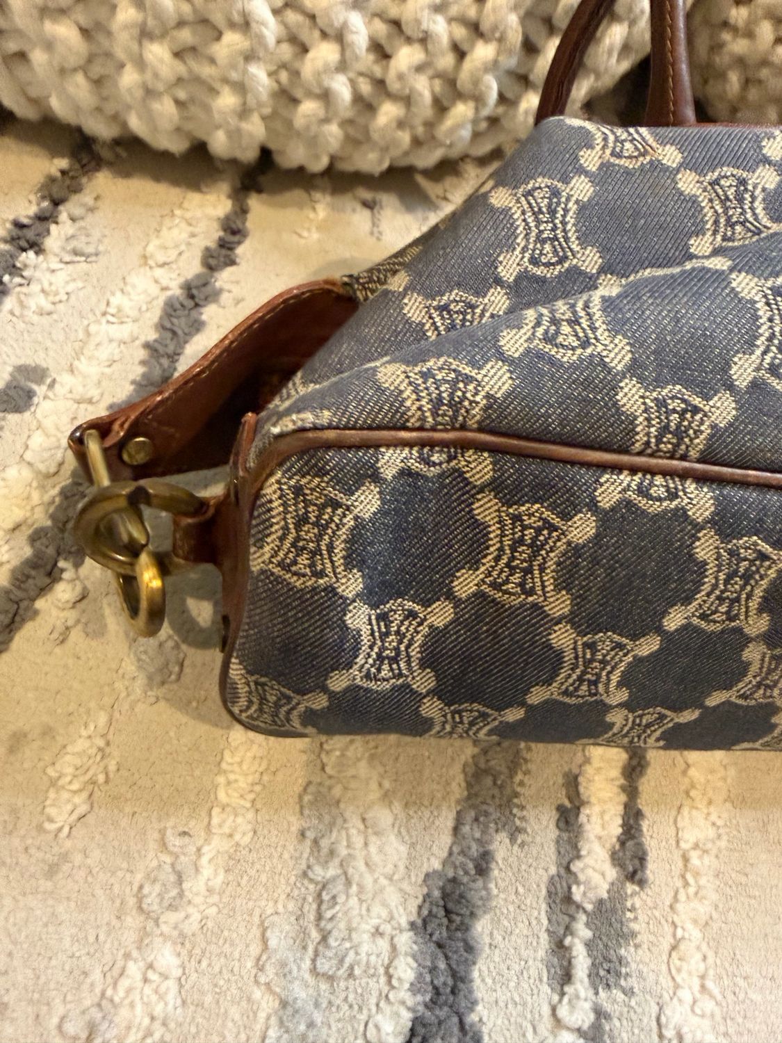 Celine Denim Macadam Bowler Tote Shoulder Bag