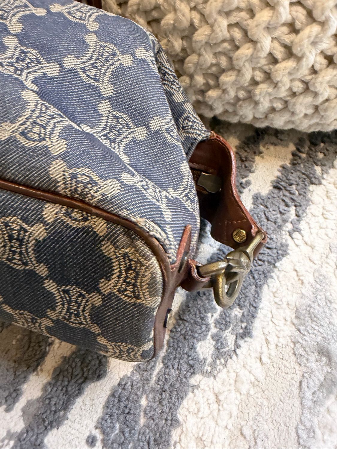 Celine Denim Macadam Bowler Tote Shoulder Bag