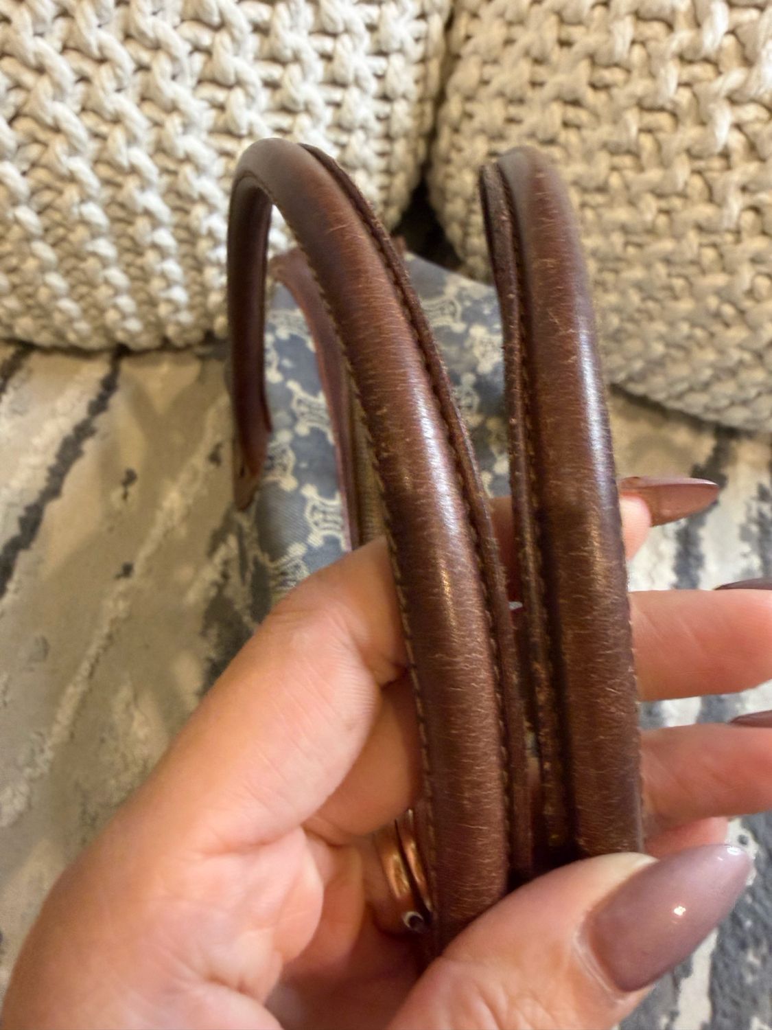 Celine Denim Macadam Bowler Tote Shoulder Bag