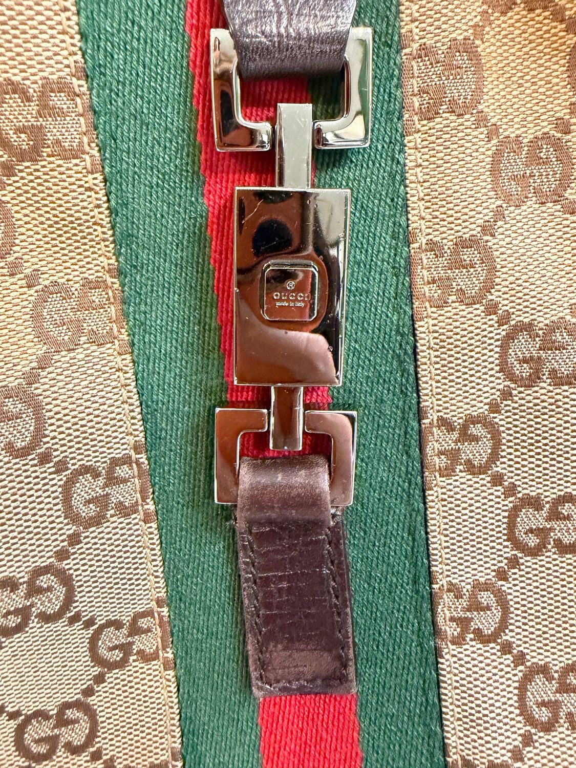 Gucci Jackie Web Hobo Shoulder Monogram Canvas