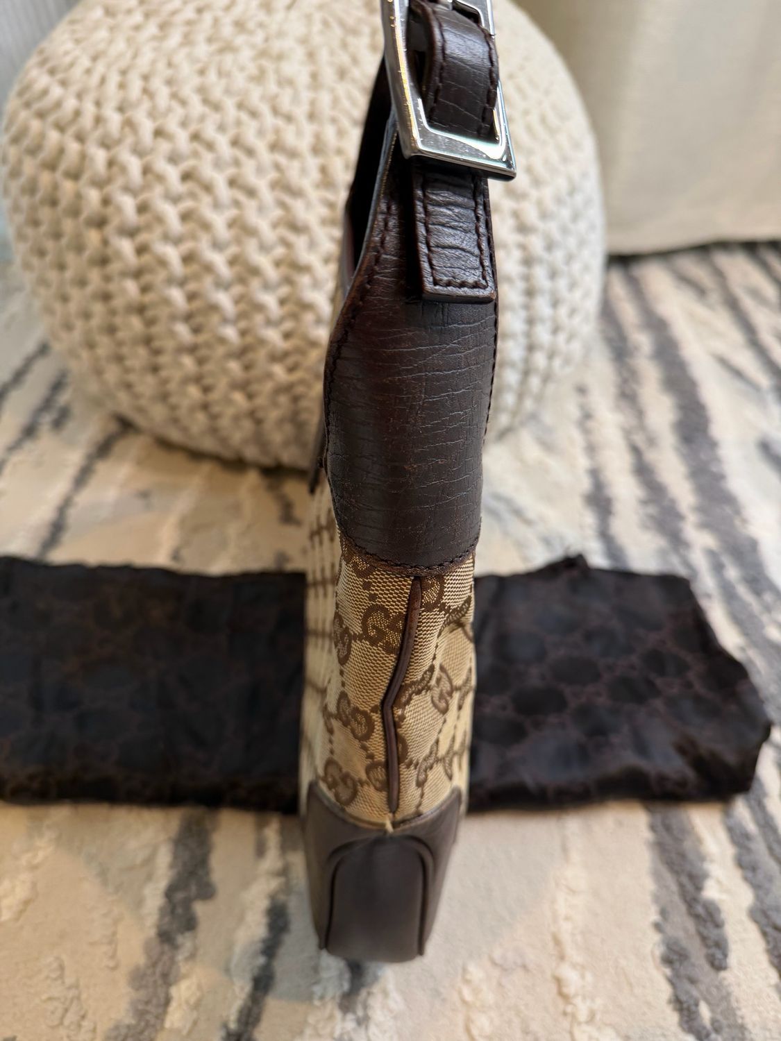 Gucci Jackie Web Hobo Shoulder Monogram Canvas