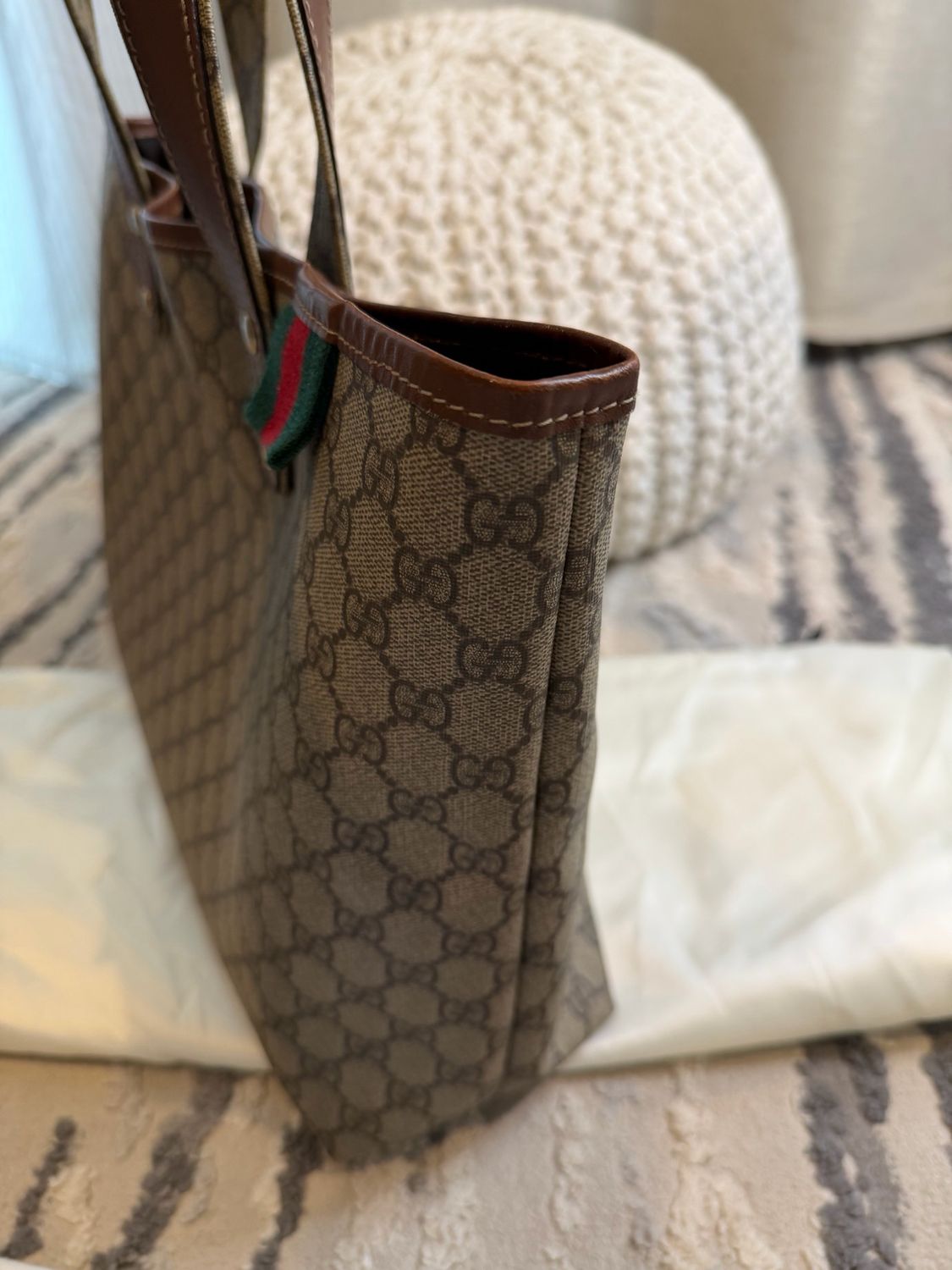 Gucci Supreme Monogram Web Loop Tote Medium Shoulder Bag