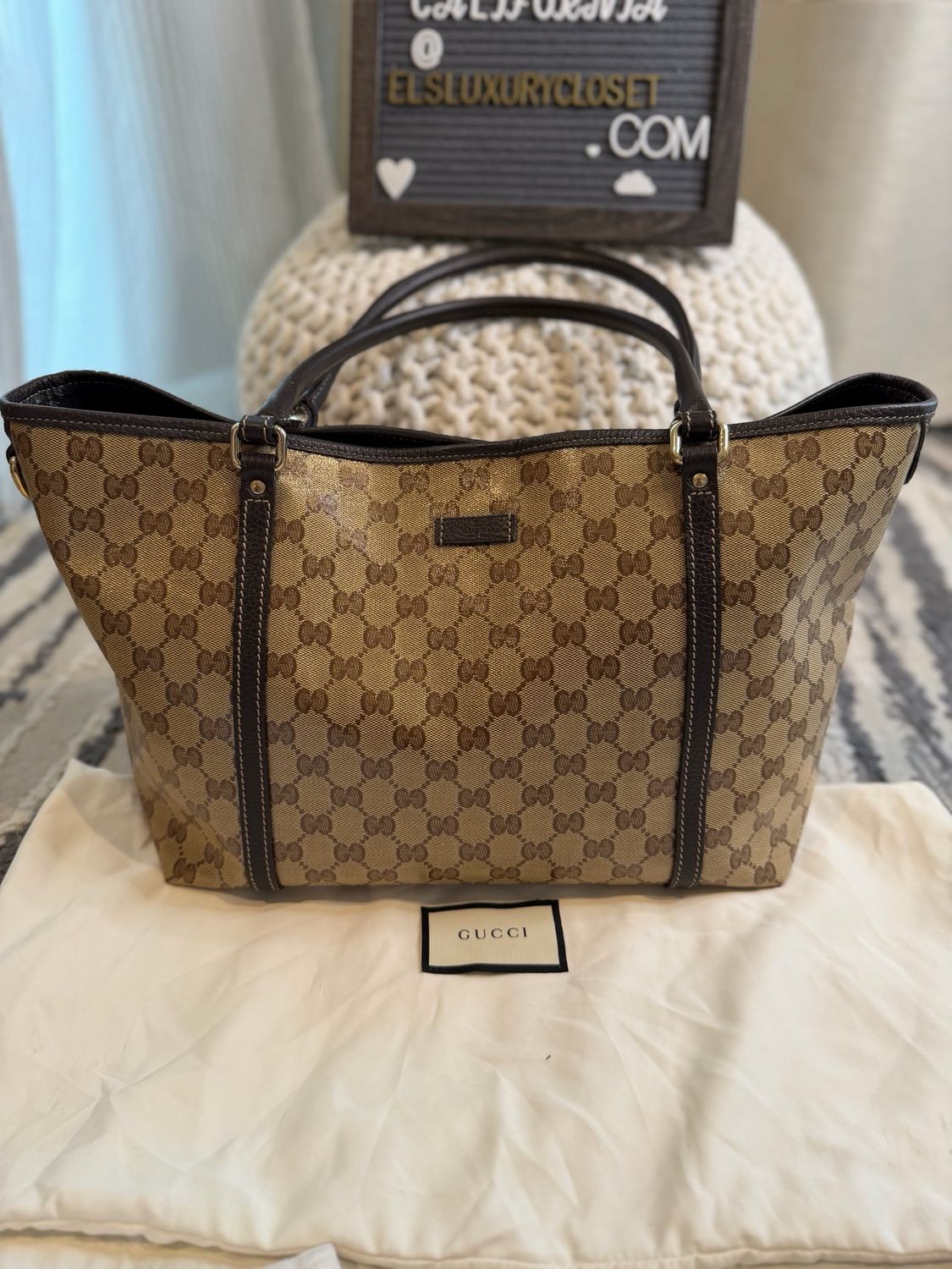 Gucci Monogram Supreme Crystal Tote