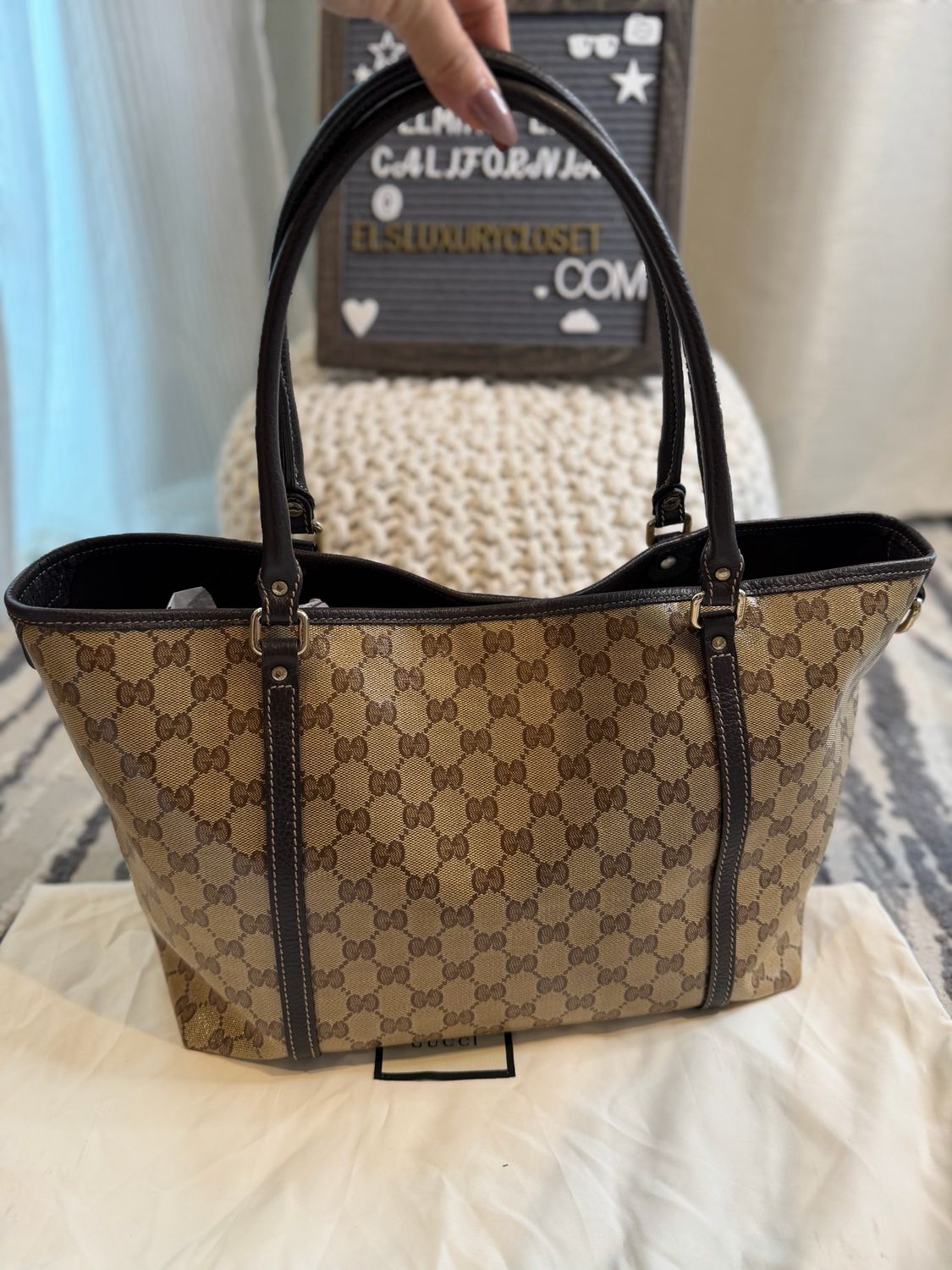 Gucci Monogram Supreme Crystal Tote