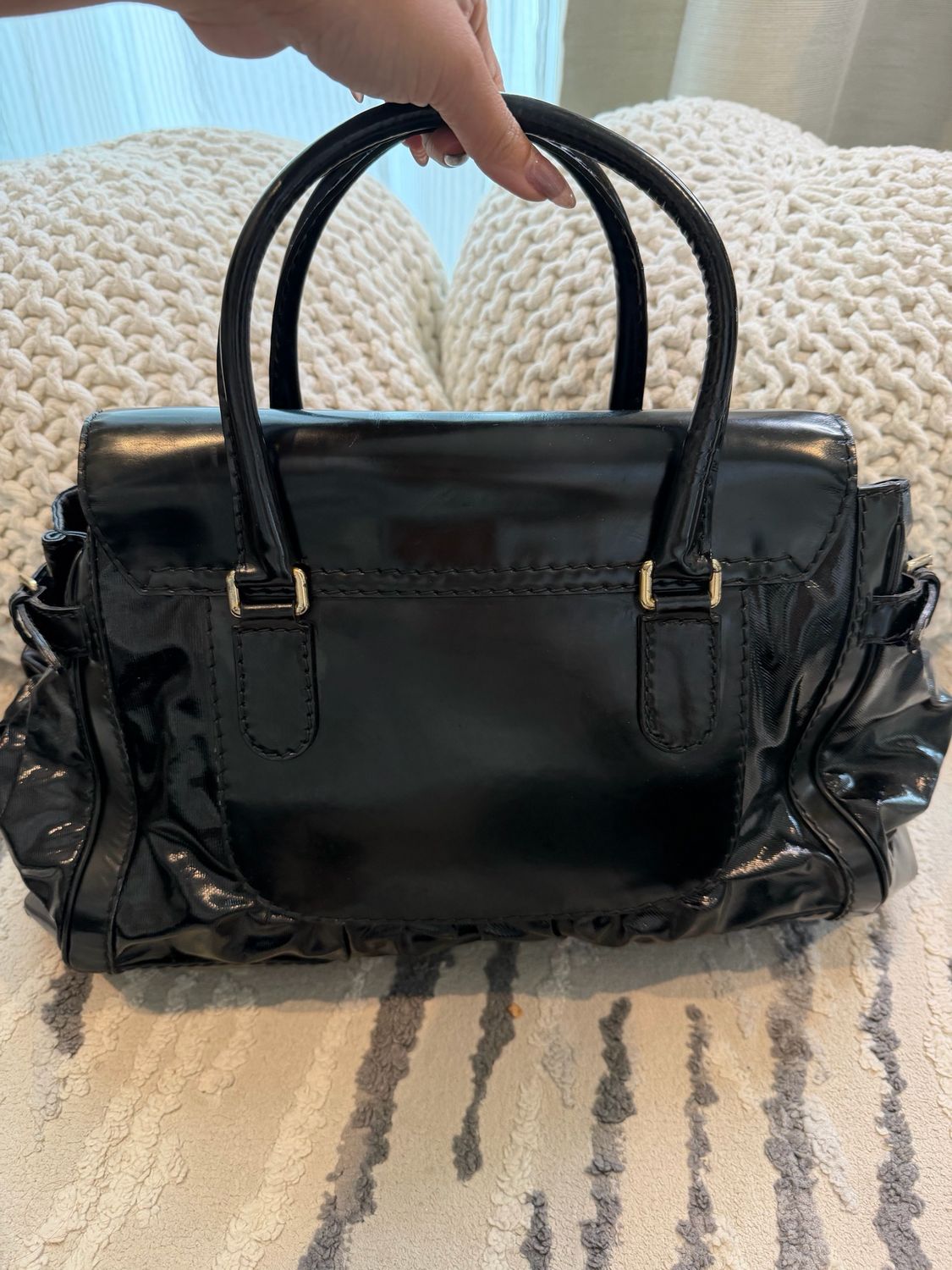 Gucci Britt Dialux Queen Bow Tote Shoulder Black