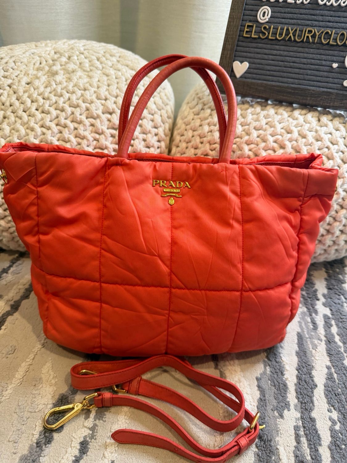 Prada Tessuto Nylon Quilted Messenger Crossbody Sling