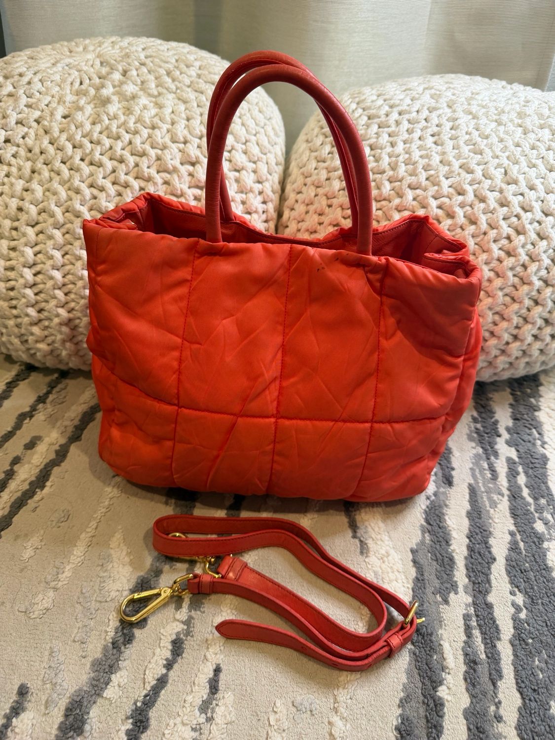 Prada Tessuto Nylon Quilted Messenger Crossbody Sling