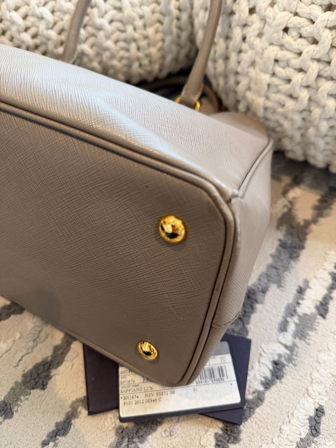 Prada Saffiano Gardeners Tote Crossbody Messenger Gray