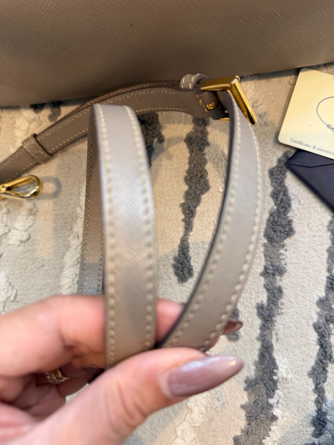 Prada Saffiano Gardeners Tote Crossbody Messenger Gray