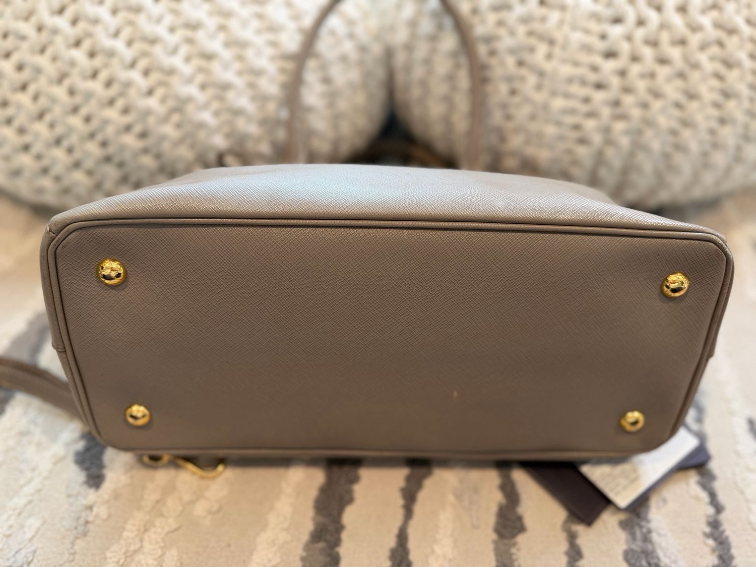 Prada Saffiano Gardeners Tote Crossbody Messenger Gray