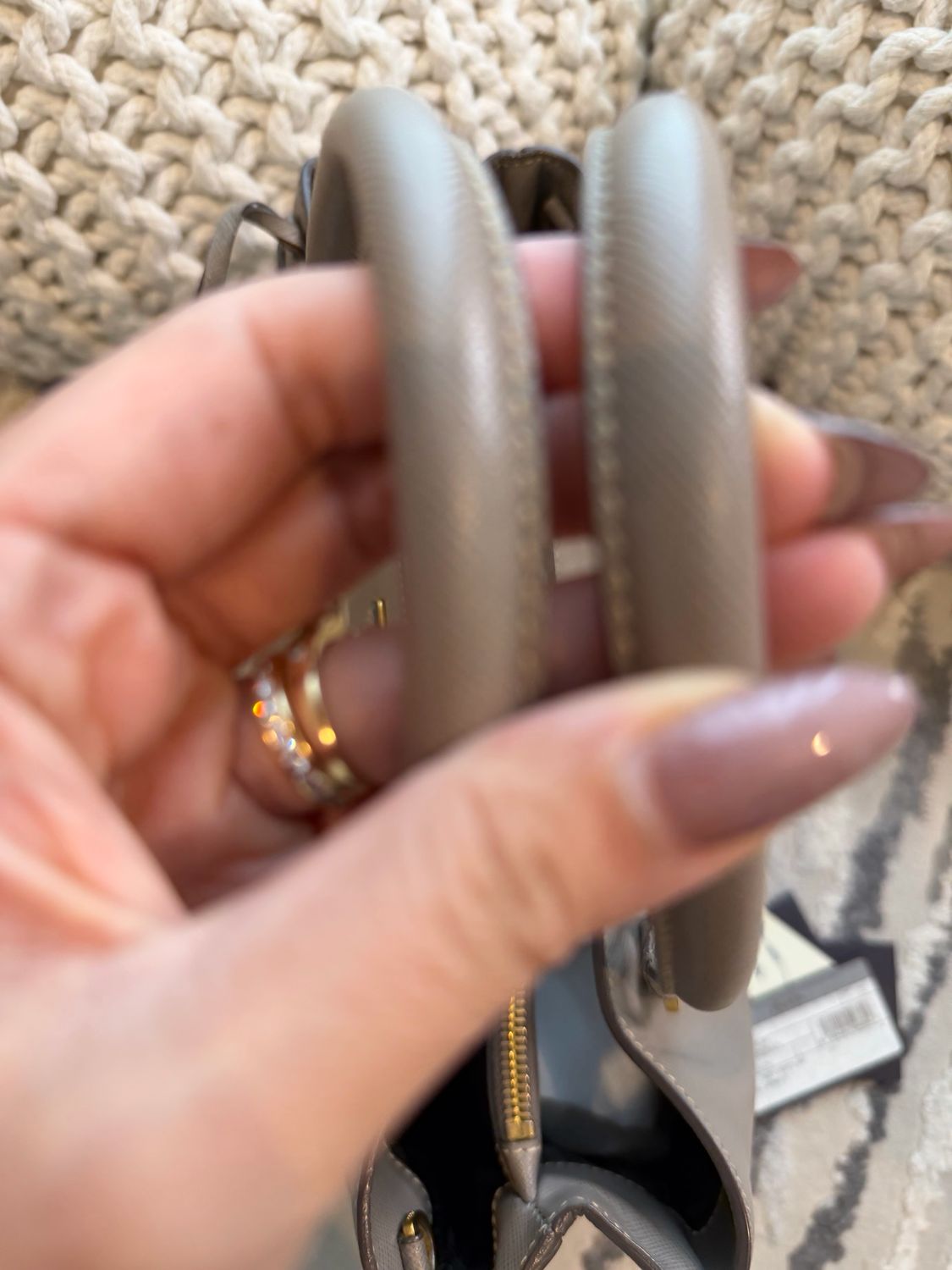 Prada Saffiano Gardeners Tote Crossbody Messenger Gray