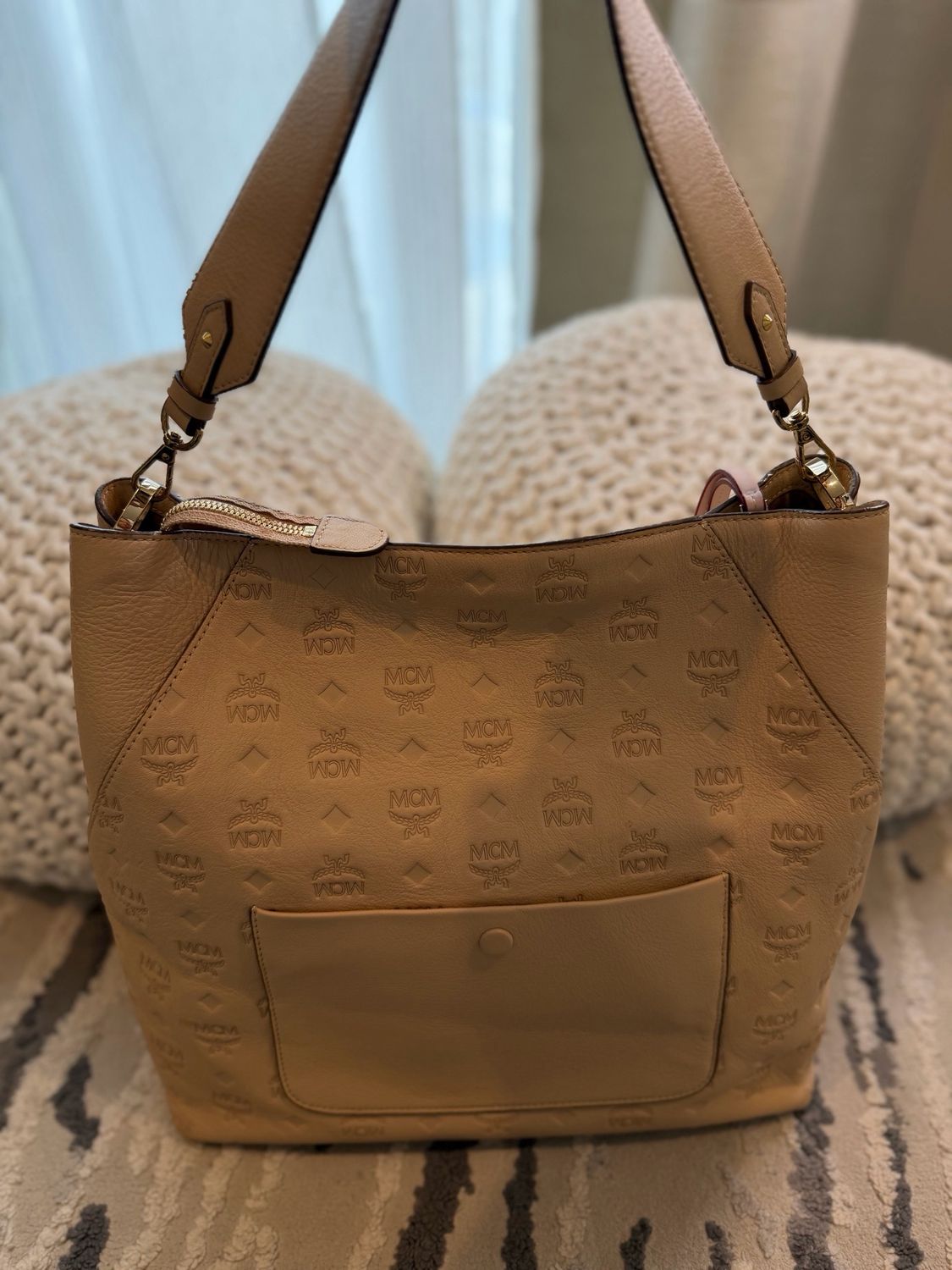 Mcm Visetos Hobo Leather Empreinte Shoulder