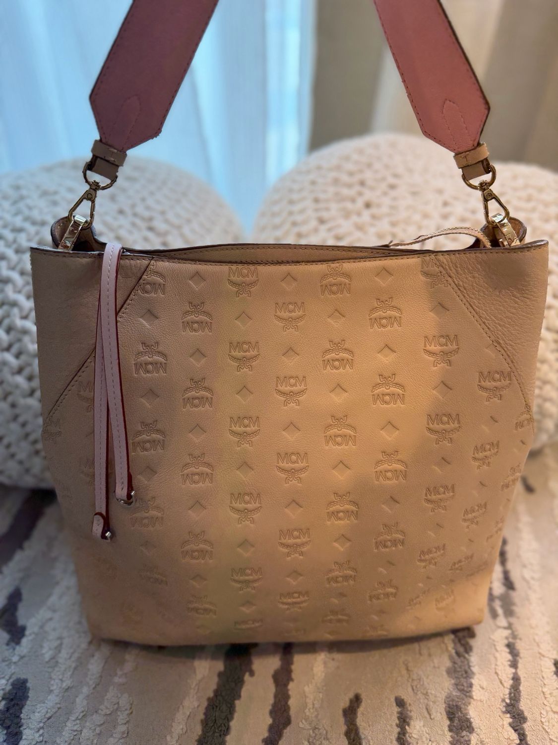 Mcm Visetos Hobo Leather Empreinte Shoulder