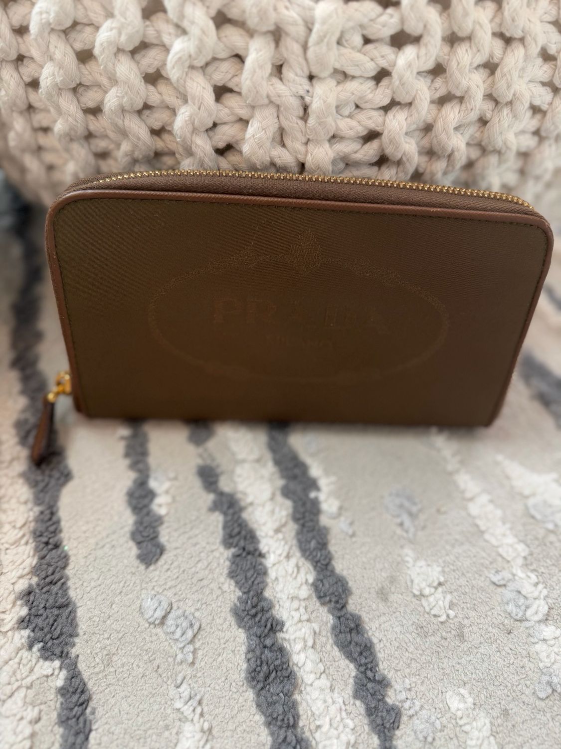 Prada Jacquard Logo Ziparound Long Wallet