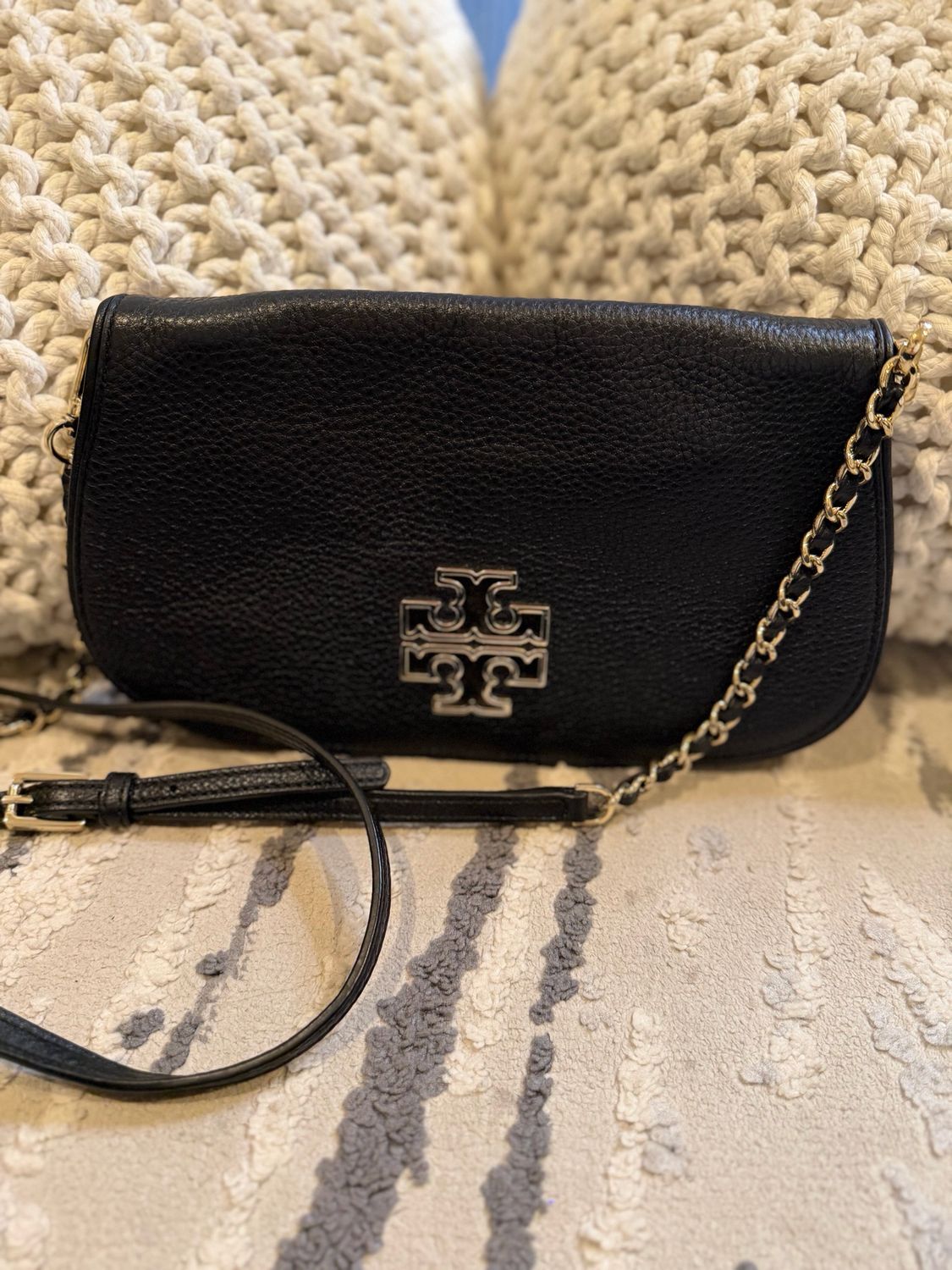 Tory Burch Britten Pebbled Leather Crossbody Clutch