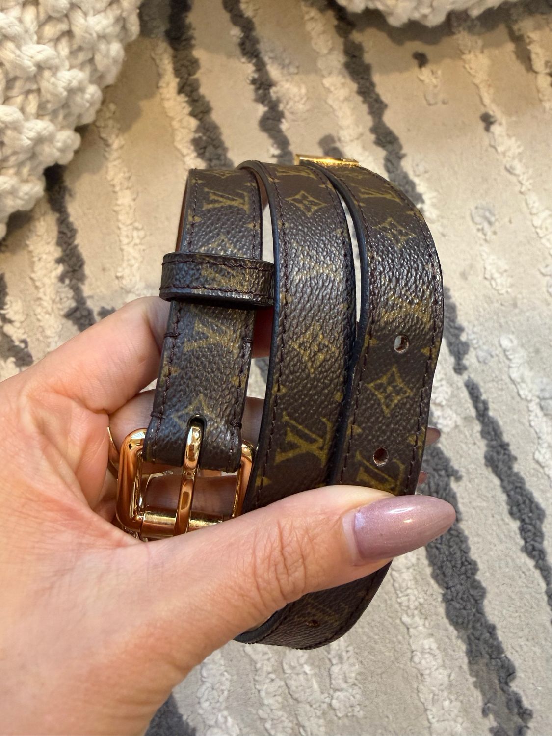 Louis Vuitton Monogram Santur Skinny Belt 90/36